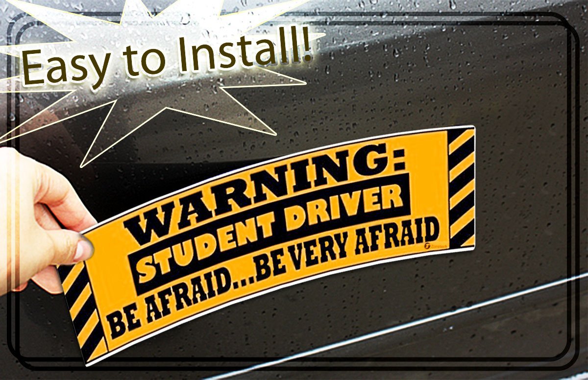 Woyinger Student Driver Magnets 2-Pack - High Visibility New Driver Car Magnets With Reflective Stripes