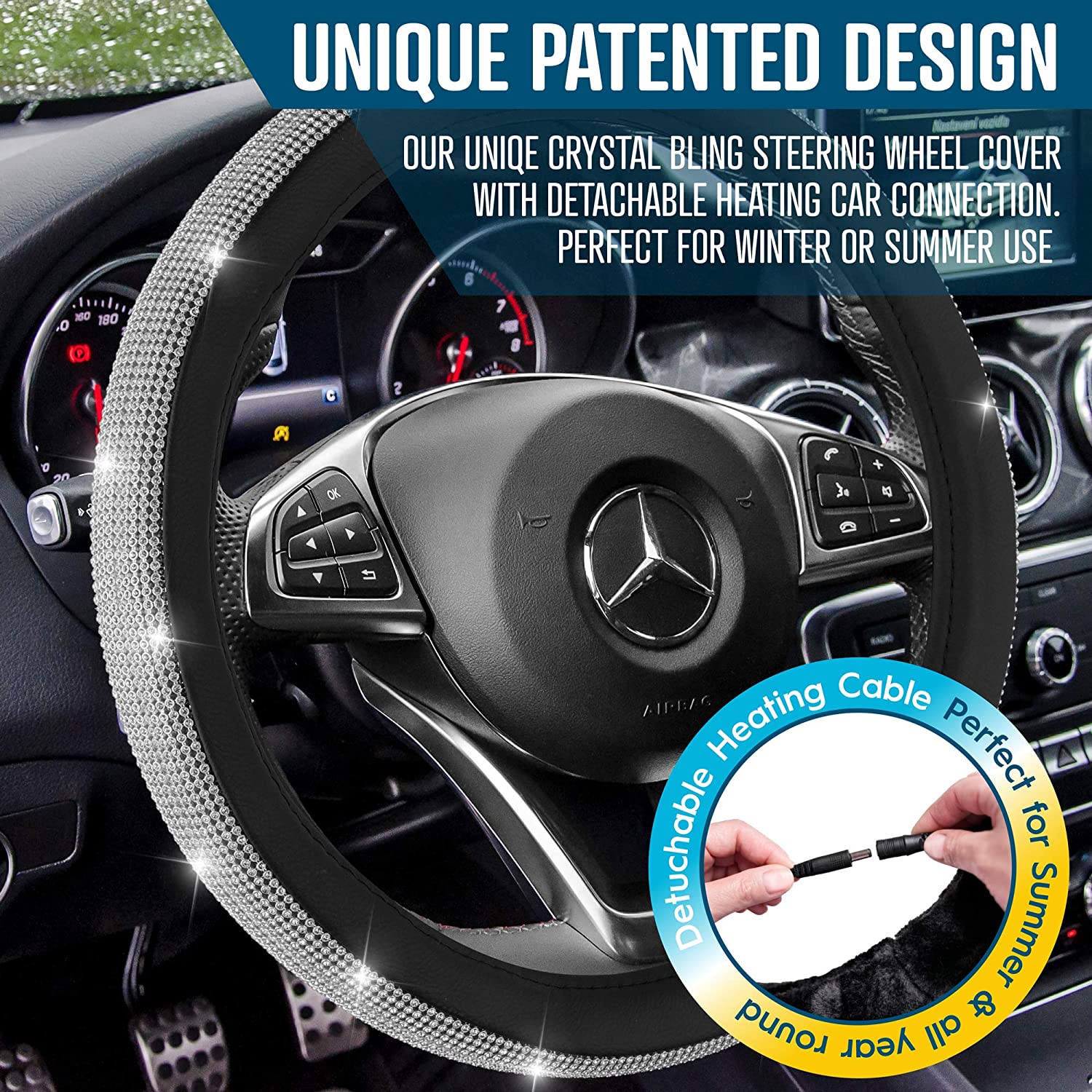 Zone Tech Non-slip Car Decoration Steering Wheel Plush Cover Auto Comfortable Thermal Gray Steering Wheel Cover