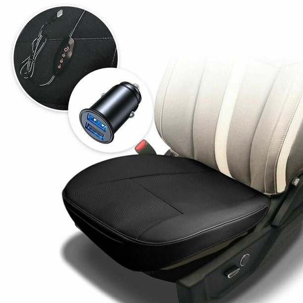 Zone Tech Heated Seat Cushion Cover USB Cigarette Lighter Converter with Remote