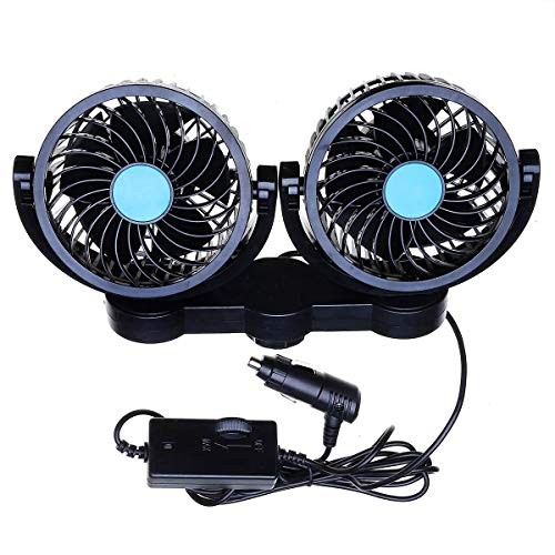 Zyyini Car Cooling Fan Low Energy Consumption Portable Mini 12V Easy Operate Vehicle Cooling Fan Ideal for Driver Passenger Baby Pet 