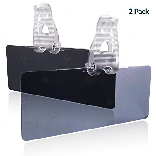 Zone Tech 2-Pack Car Anti-Glare Tinted Windshield Extender - Anti-Glare Sun & UV Rays Block Visor Extender for Any Car, Truck or RV