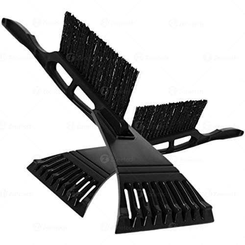 Zone Tech 2-in-1 Ice Snow Brush/Scraper - 2-Pack Premium Quality Classic Black Sturdy Vehicle Ice Snow Scraper Windshield 2 in 1 Brush/ Scraper Super Windshield Wiper