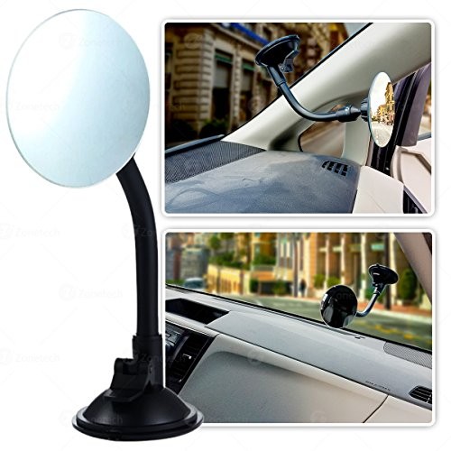 HD Glass Frameless Stick on Adjustable Few Convex Wide Angle Rear View Mirror for Car Blind Spot,Pack of 2 Black Round Blind Spot Mirror 