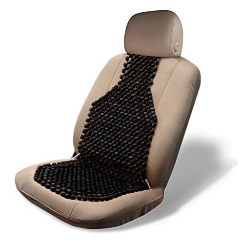 Black Wood Beaded Massaging Seat Cushion