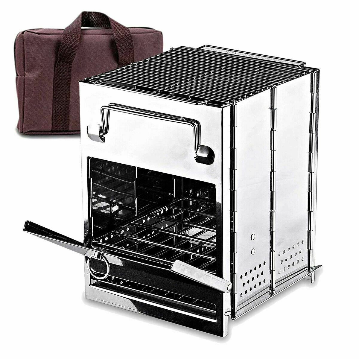 Zone Tech Food Heating Small Outdoor Stove - Premium Quality Portable Lightweight Folding Stainless Steel Camping Stove Grill