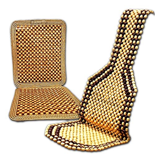 Seat Cushion Combo 2 Tone Natural Wood Beaded Seat Cushion+ Natural Wood  Full Seat Cushion