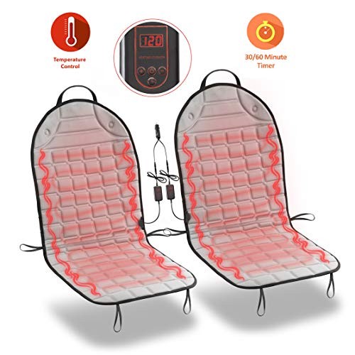 Gray 12V Integrated Plug 2 Piece Heated full Seat Cushion