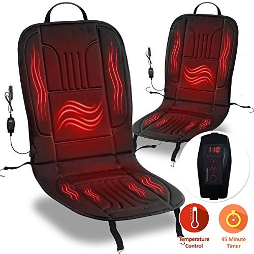 Zone Tech Car Heated Seat Cover Cushion Hot Warmer - Fireproof 2 pack 12V Heating Warmer Pad Cover Perfect for Cold Weather and Winter Driving