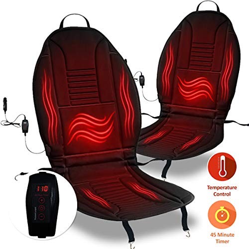 Zone Tech Car Heated Seat Cover Cushion Hot Warmer Fireproof NEW and IMPROVED 2019 Version 12V Heating Warmer Pad Cover Perfect for Cold Weather and Winter Driving Comfort Wheels SE0001 