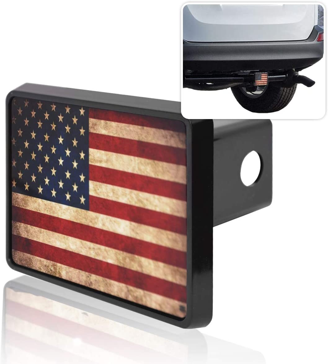 Zone Tech Tactical USA Flag Hitch Cover - Premium Quality Thick Durable Novelty American Flag Trailer Hitch Cover Plug -US Patriotic Vintage Pledge of Allegiance