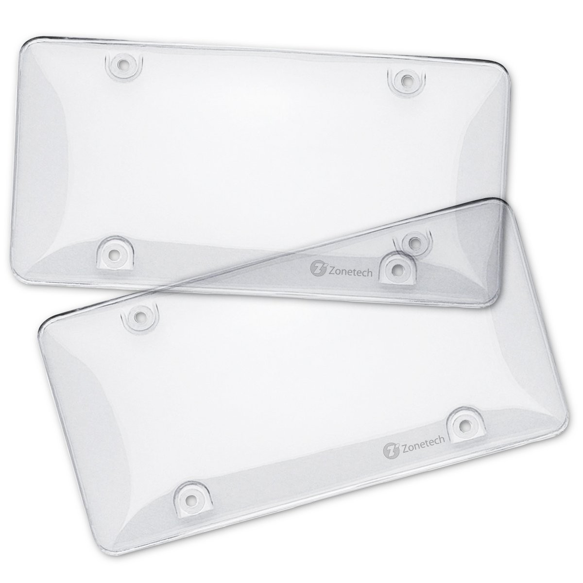 Zone Tech Clear License Plate Shields - 2-Pack Novelty/License Plate Clear Bubble Shields