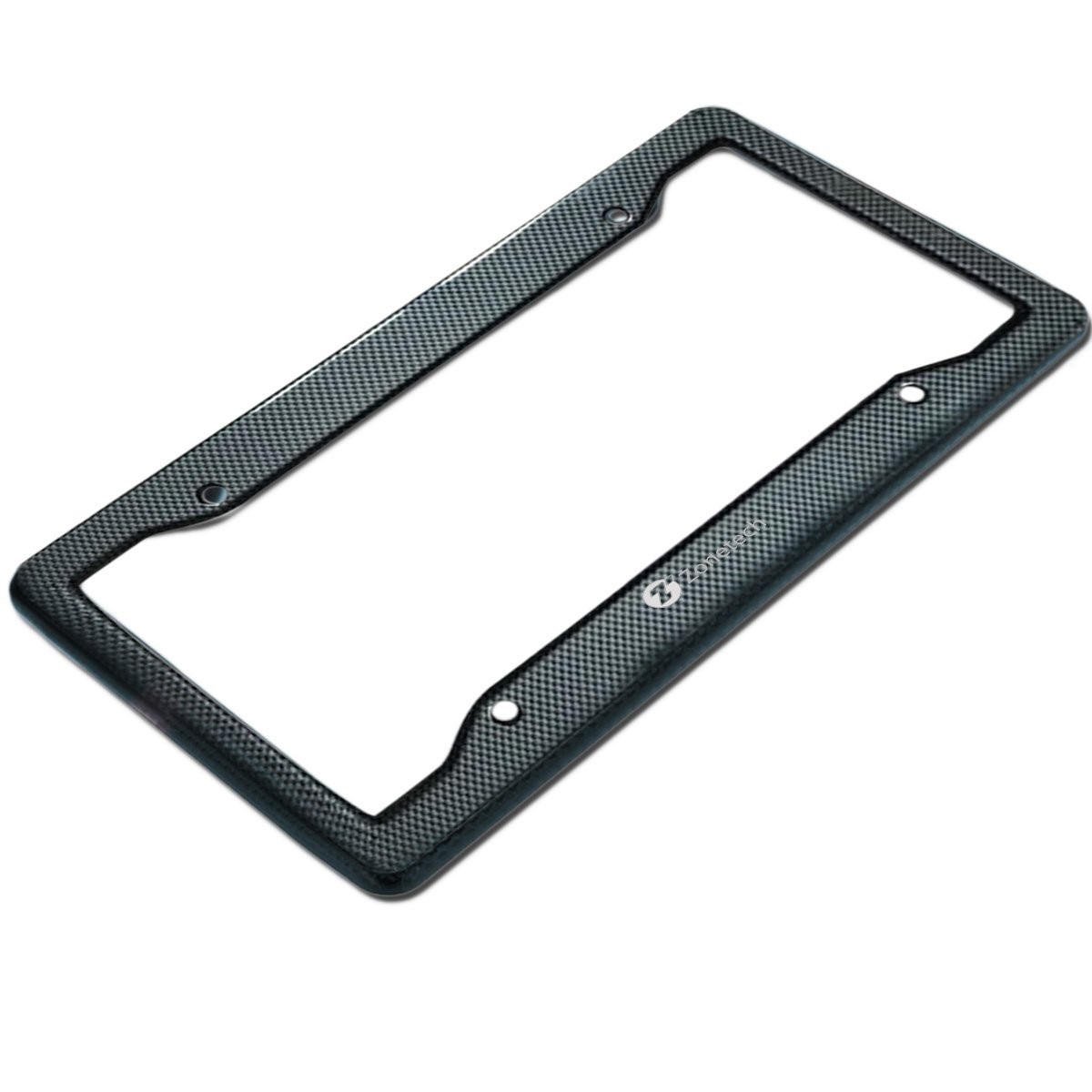 Zone Tech Carbon Fiber Plastic License Plate Frame - Classic Black Premium Quality Standard Fit Novelty/License Plate Frame