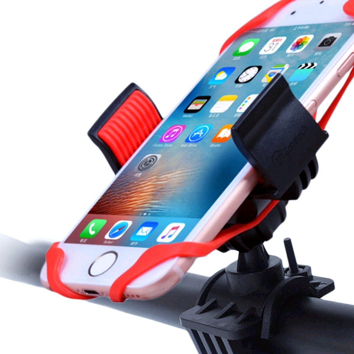 Zone Tech Bike and Motorcycle Cell Phone Mount - Adjustable Holder Mount for Smart phones, iPods and most GPS with Adjustable Firm Grip to fit your mobile up to 3.7 inches