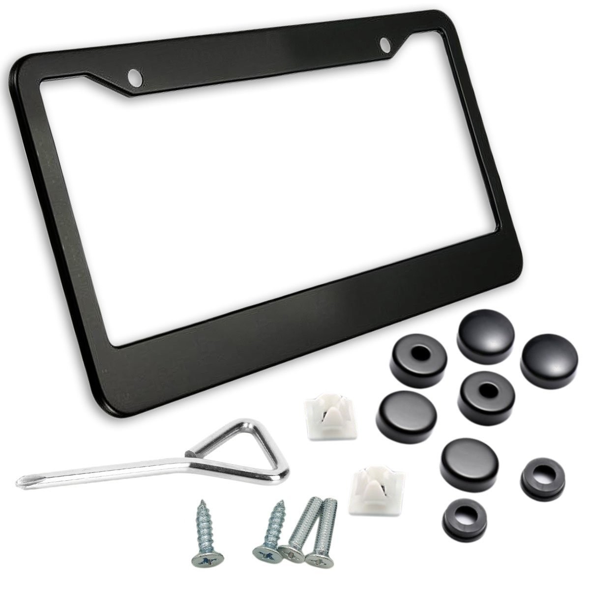 Zone Tech Matte Aluminum License Plate Frame - Classic Black Premium Quality Novelty/License Plate Frame with Screw Caps