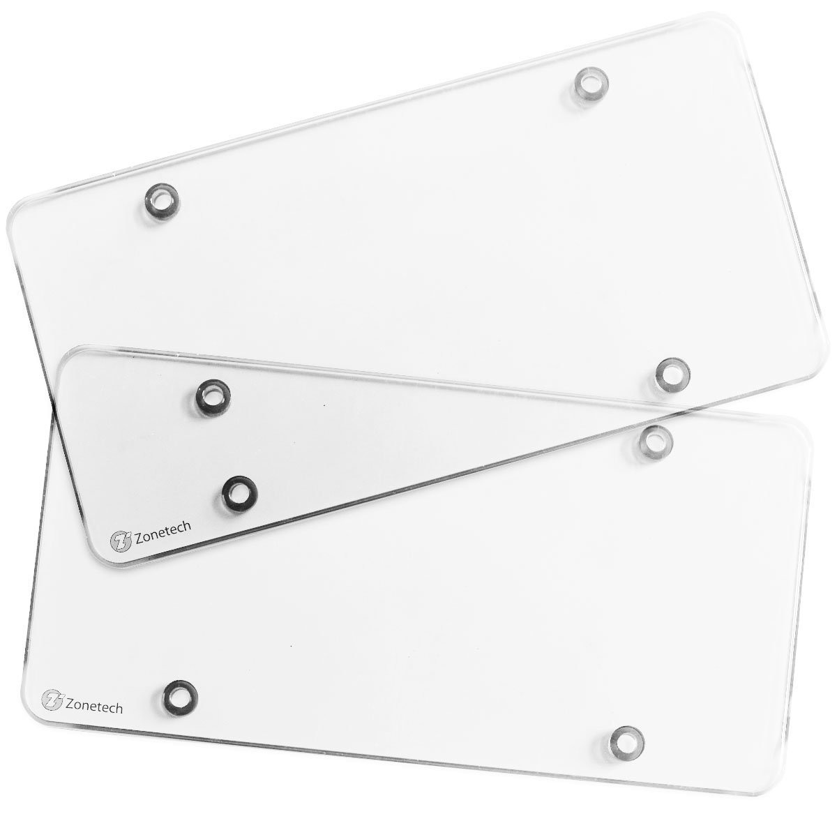 Zone Tech Clear License Plate Shields - 2-Pack Novelty/License Plate Clear Flat Shields