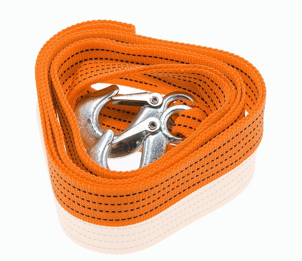 Zone Tech 3 Tons Car Tow Cable Towing Strap Rope with Hooks Heavy Duty 10 Ft