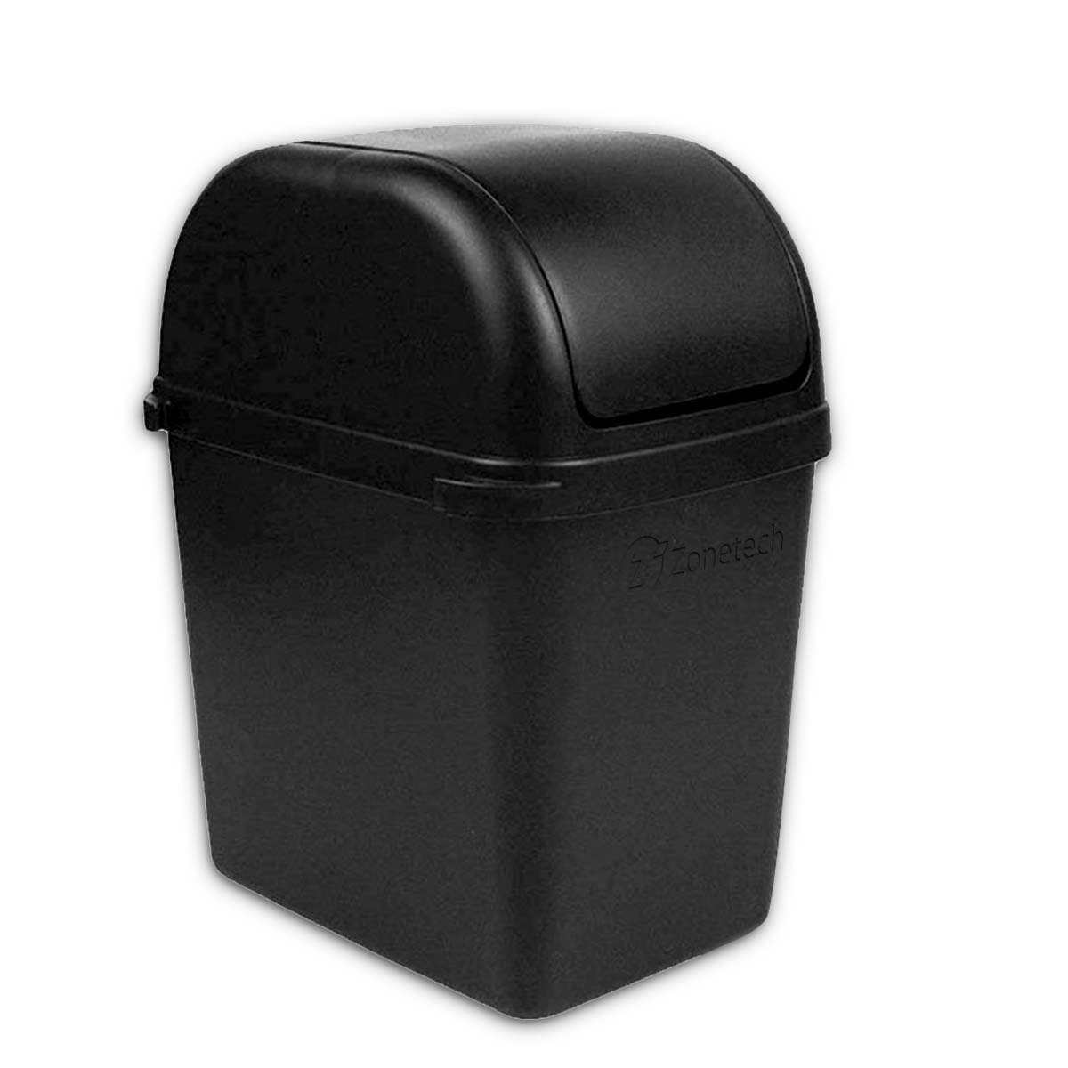 Zone Tech Portable Mini Car Garbage Can with Latch Grip – Classic Black Premium Quality Black Universal Traveling Portable Car Trash Can