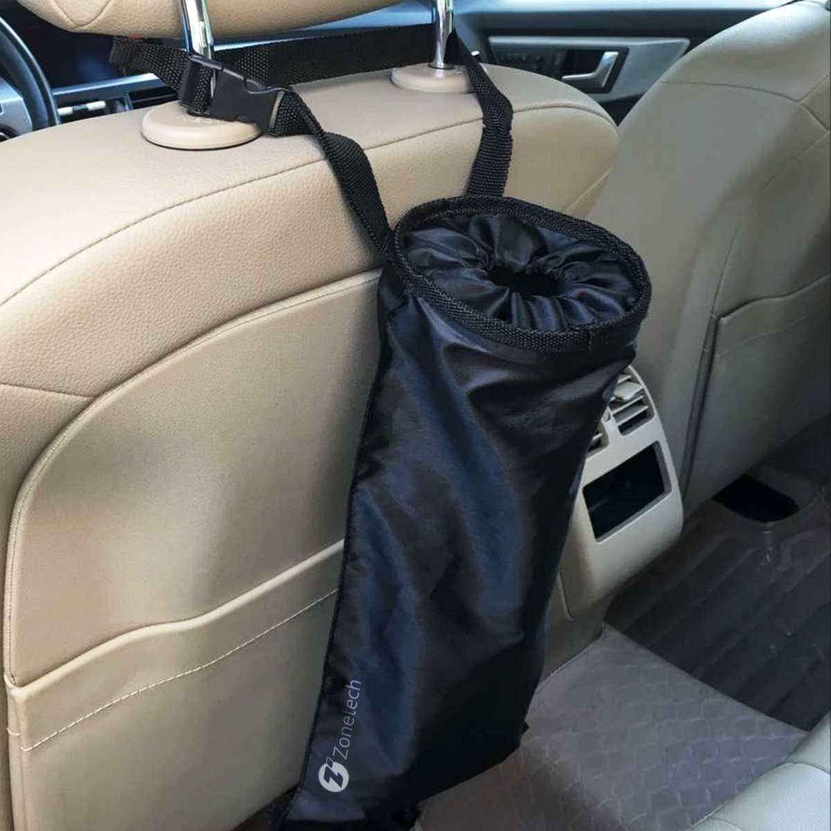 Car Interior Trash Can- Headrest Leakproof Traveling Garbage Bag-Seatback Universal Litter Bag (Black)
