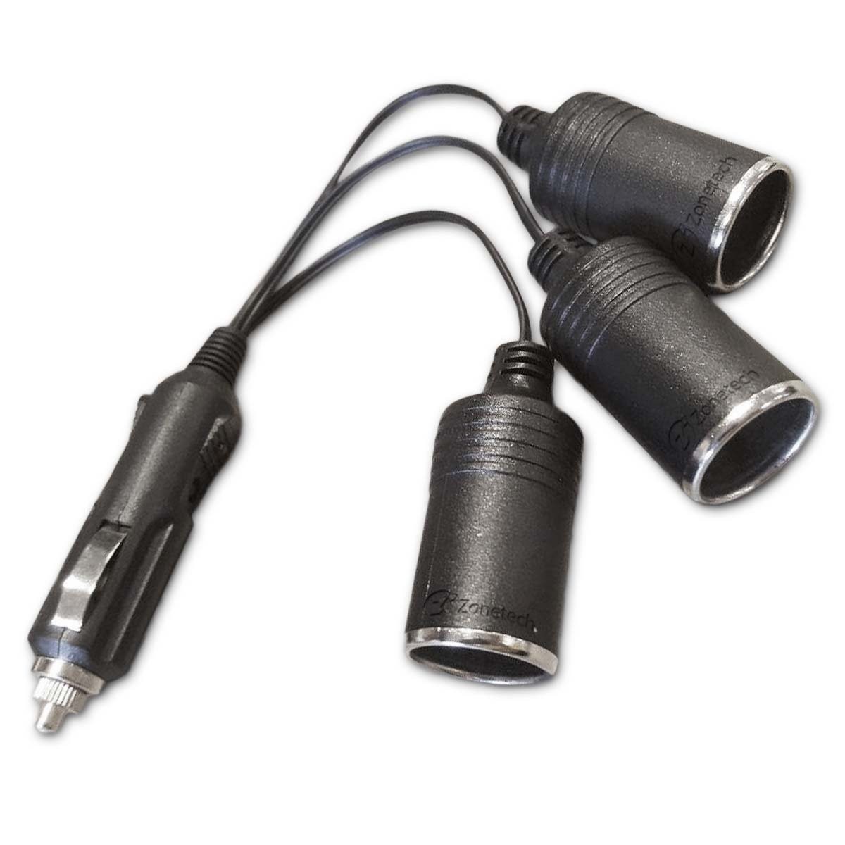 3 Socket Short Cord 12V Adapter+ Triple USB Car Charger