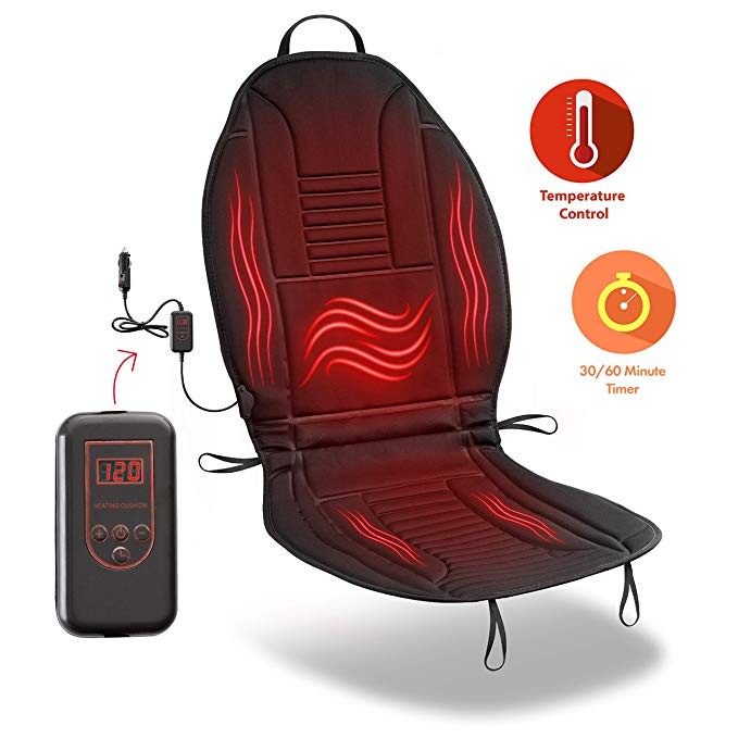 Black 12V Heated Full Seat Cushion