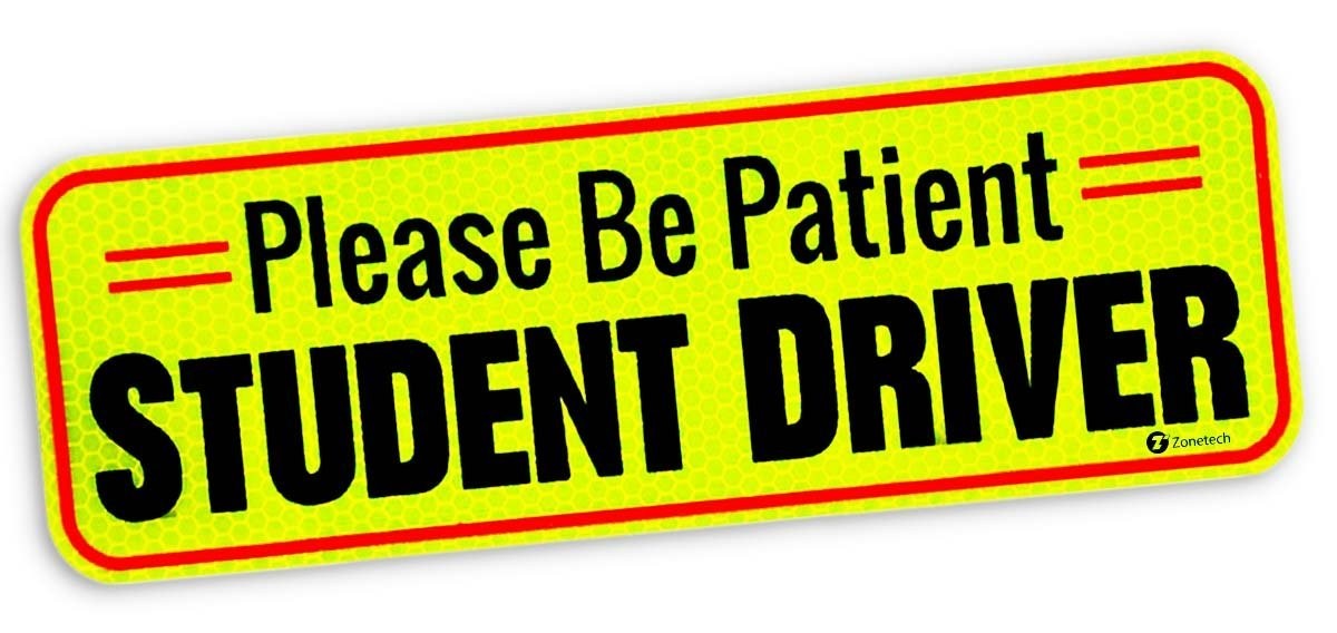 Zone Tech Vehicle Bumper Magnet – Premium Quality Please Be Patient Student Driver Effective Bumper Decal Neon Yellow