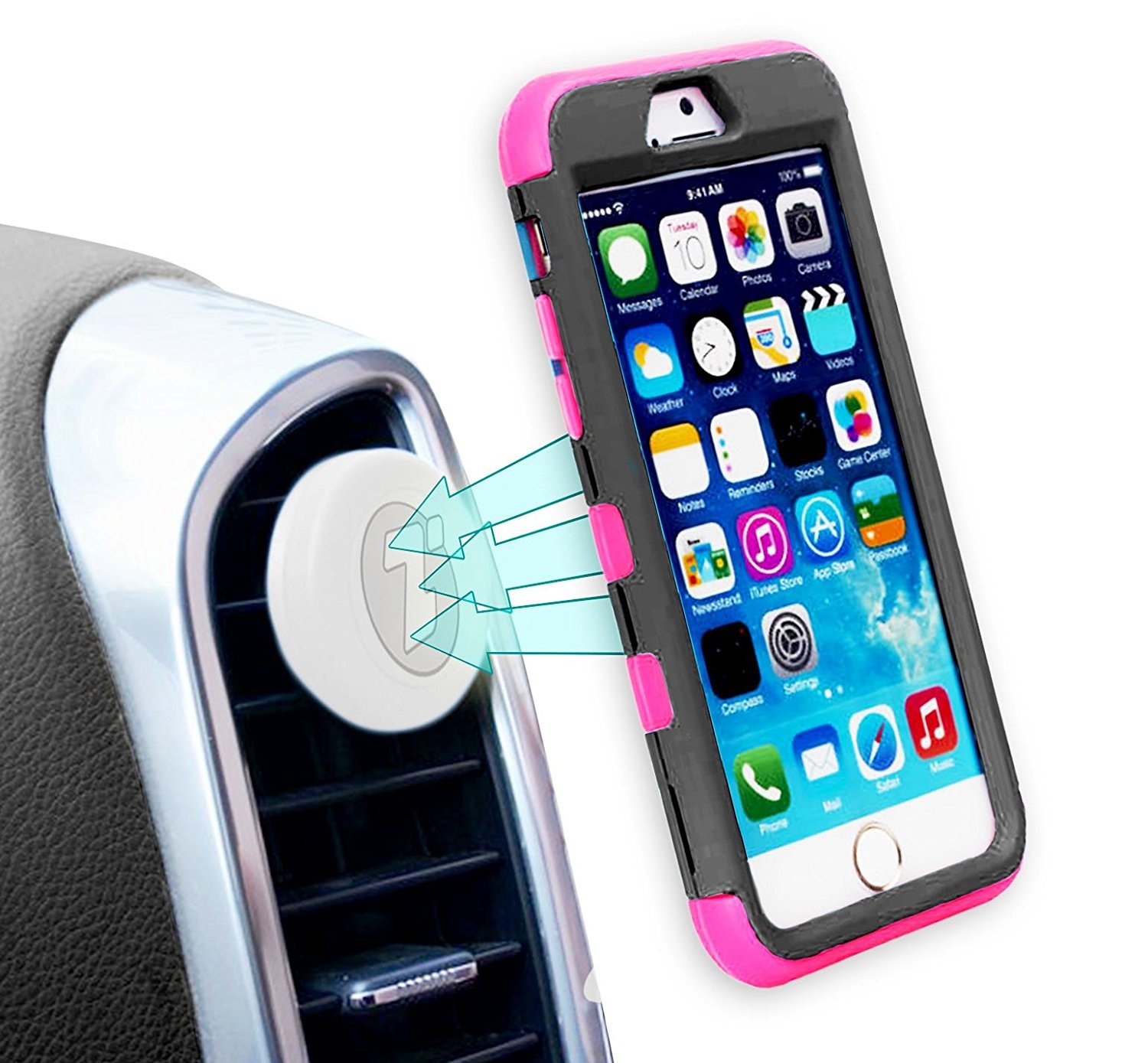 Zone Tech Air Vent Magnetic Car Mount Holder - Premium Quality Universal Air Vent White Magnetic Car Mount Holder for Smartphones and Mini Tablets