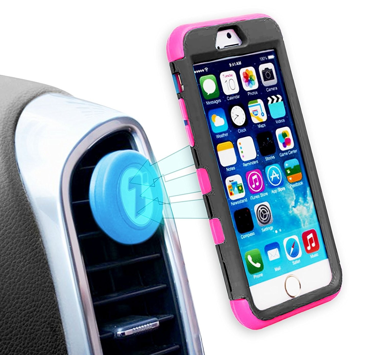 Zone Tech Air Vent Magnetic Car Mount Holder - Premium Quality Universal Air Vent Blue Magnetic Car Mount Holder for Smartphones and Mini Tablets