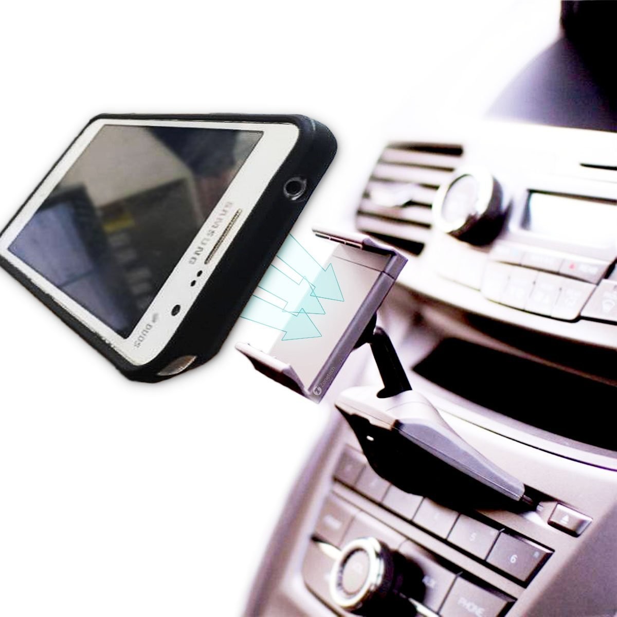 Zone Tech Universal Smartphone CD Slot Mount - Premium Quality CD Slot Smartphone Car Mount Holder Cradle for All iPhone and Android Devices