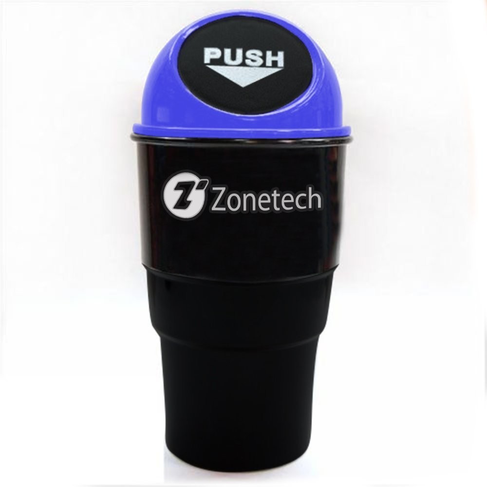 Zone Tech Portable Mini Car Garbage Can – Classic Black and Blue Premium Quality Black Universal Traveling Portable Car Trash Can