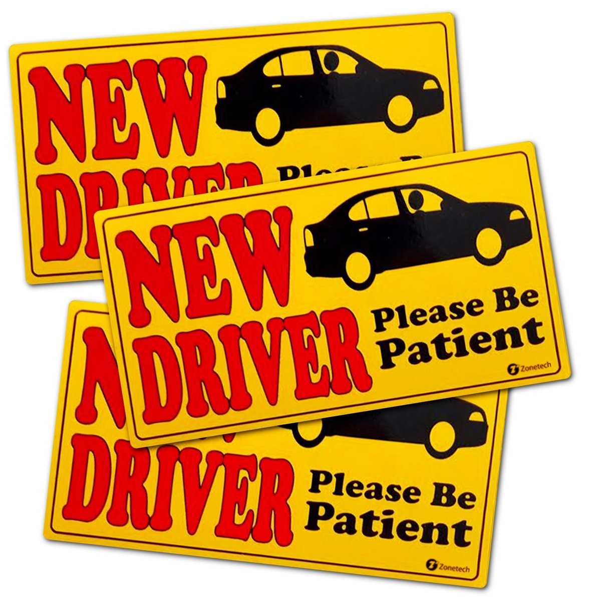 Zone Tech Vehicle Bumper Magnet – 3-Pack Premium Quality New Driver Effective Bumper Decal Neon Yellow