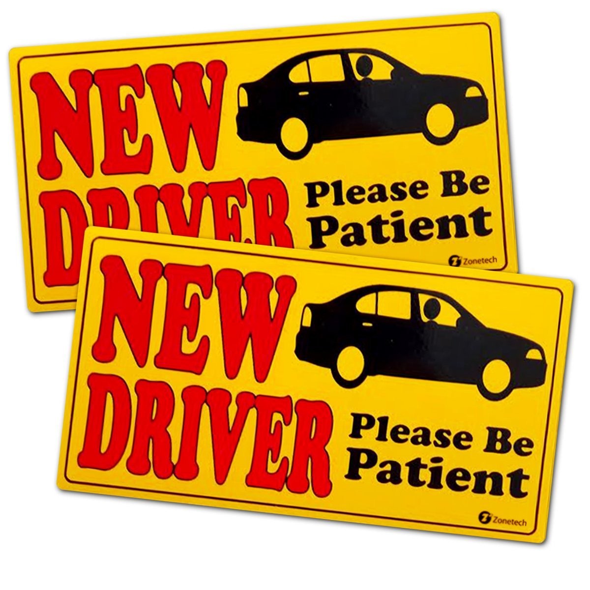 Zone Tech Vehicle Bumper Magnet – 2-Pack Premium Quality New Driver Effective Bumper Decal Neon Yellow