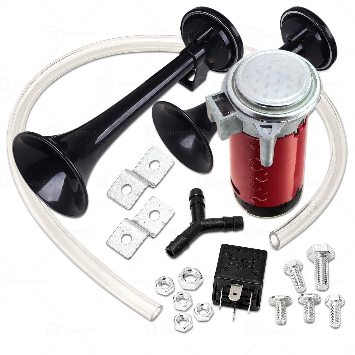 Black Dual Trumpet 12V Air Horn