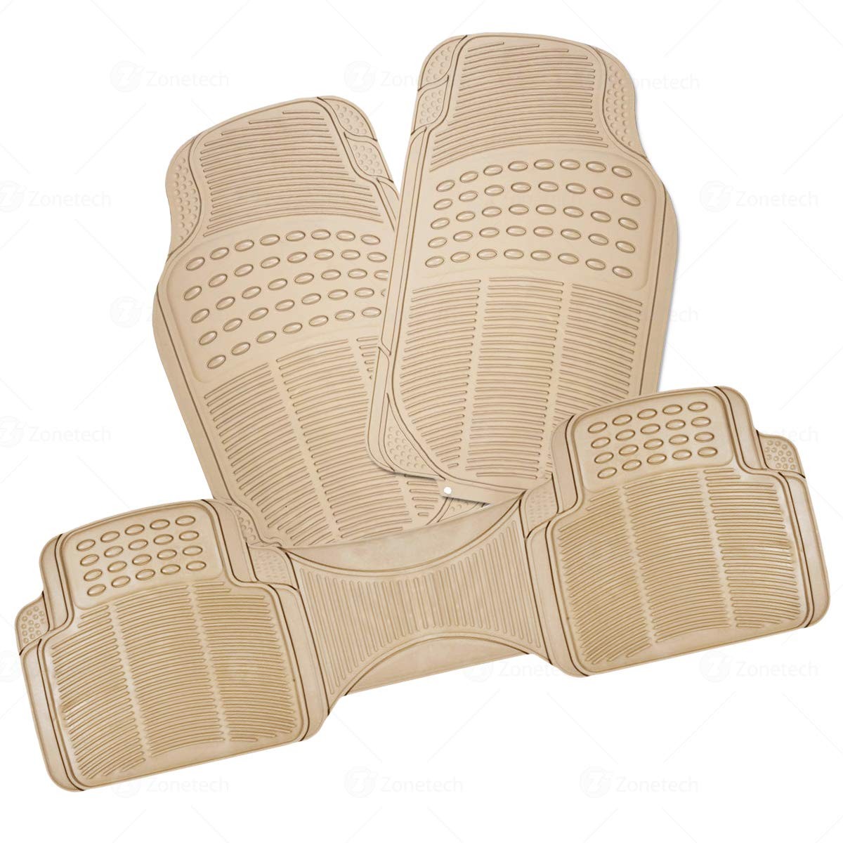 Beige All Weather Full Rubber Trimable Floor Mat- 3 Piece