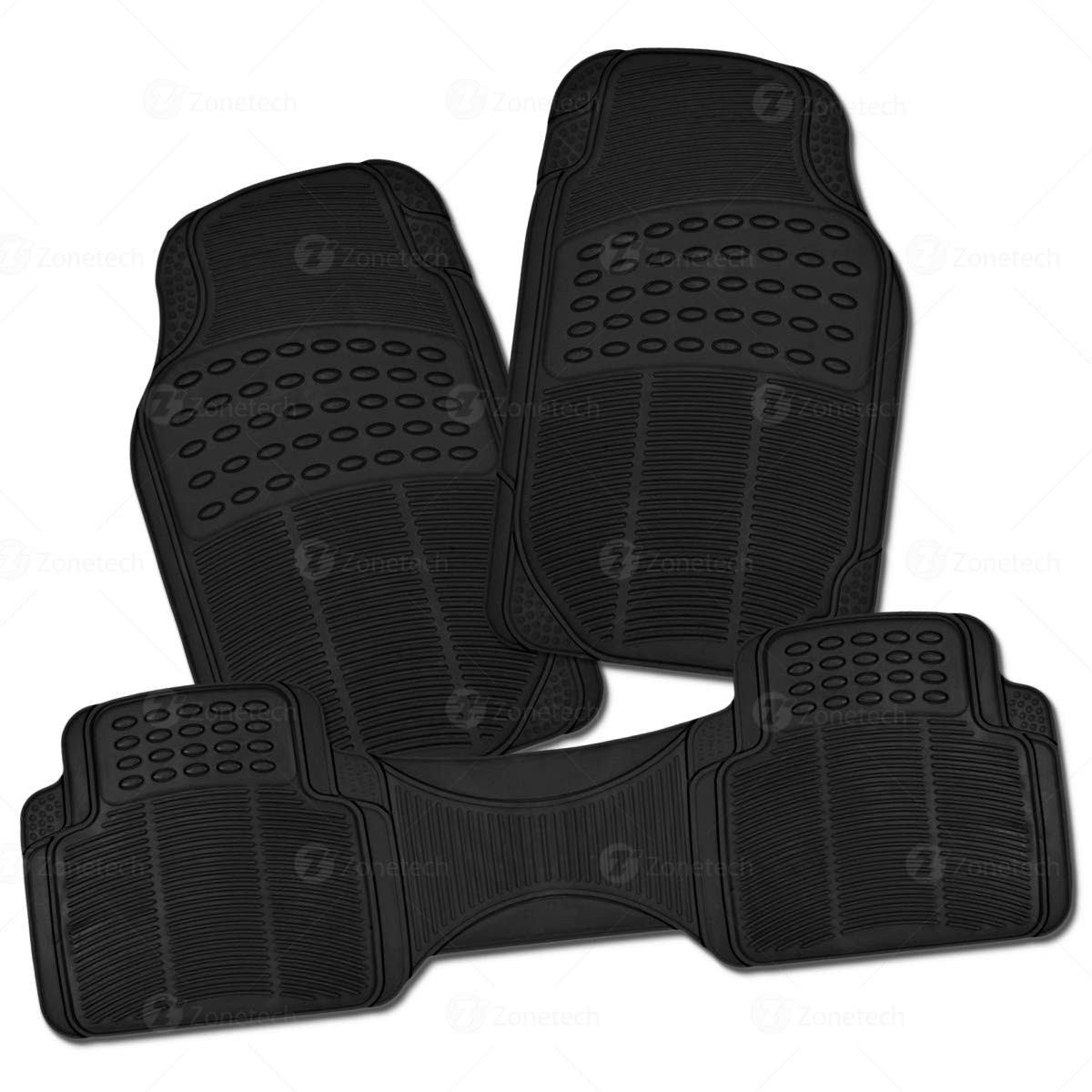  Black All Weather Full Rubber Trimable Floor Mat- 3 Piece