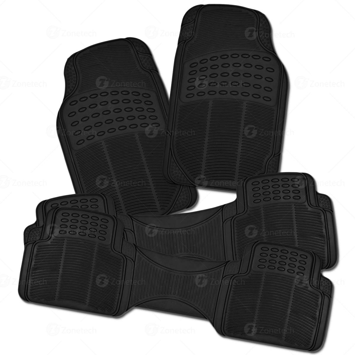 Black All Weather Full Rubber Trimable Large Floor Mat- 4 Piece