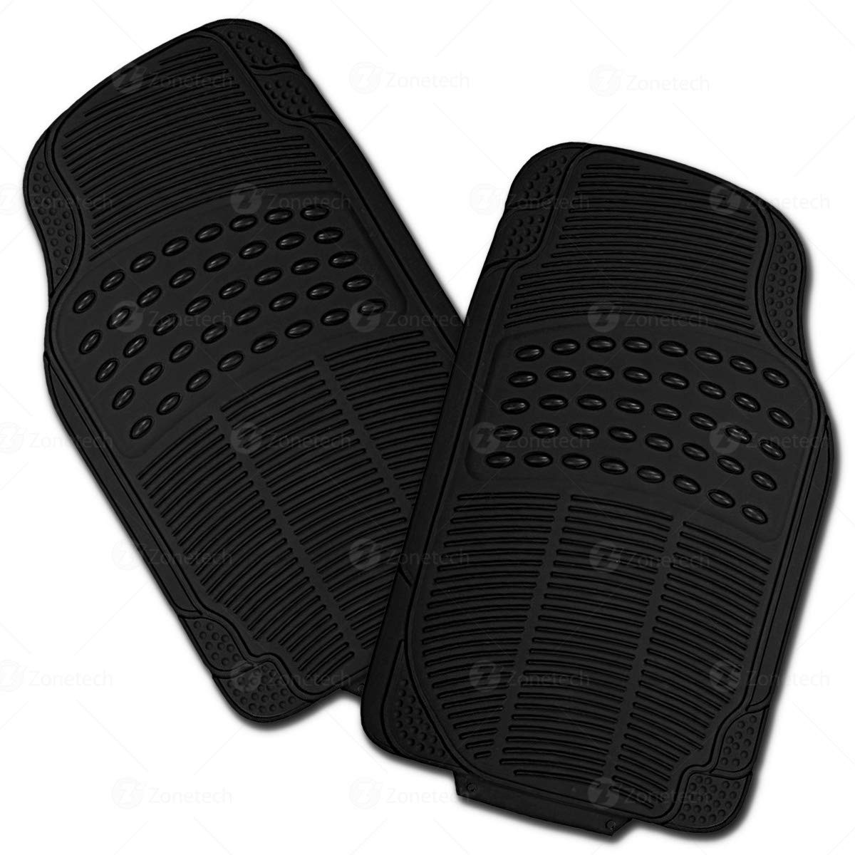 Black All Weather Full Rubber Trimable Floor Mat- 2 Piece