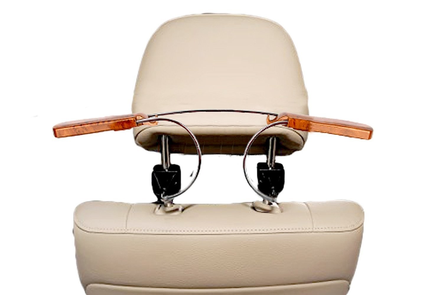 Stainless Steel Headrest Hanger with Wood Grain Finishing