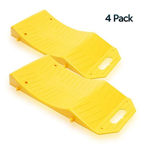 Car Tire Wheel Ramps for Flat Spot and Flat Tire Prevention Tire Savers for Storage Black T Level WH-300L Easy to Store 4 Pack Carrying Bag Homeon Wheels Tire Saver Ramps Anti-Slip Pads Design 