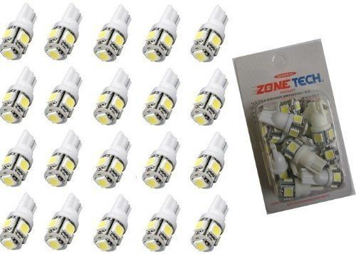 Zone Tech 20x 194 168 2825 5 Smd Warm White High Power Bright LED Car Bulbs