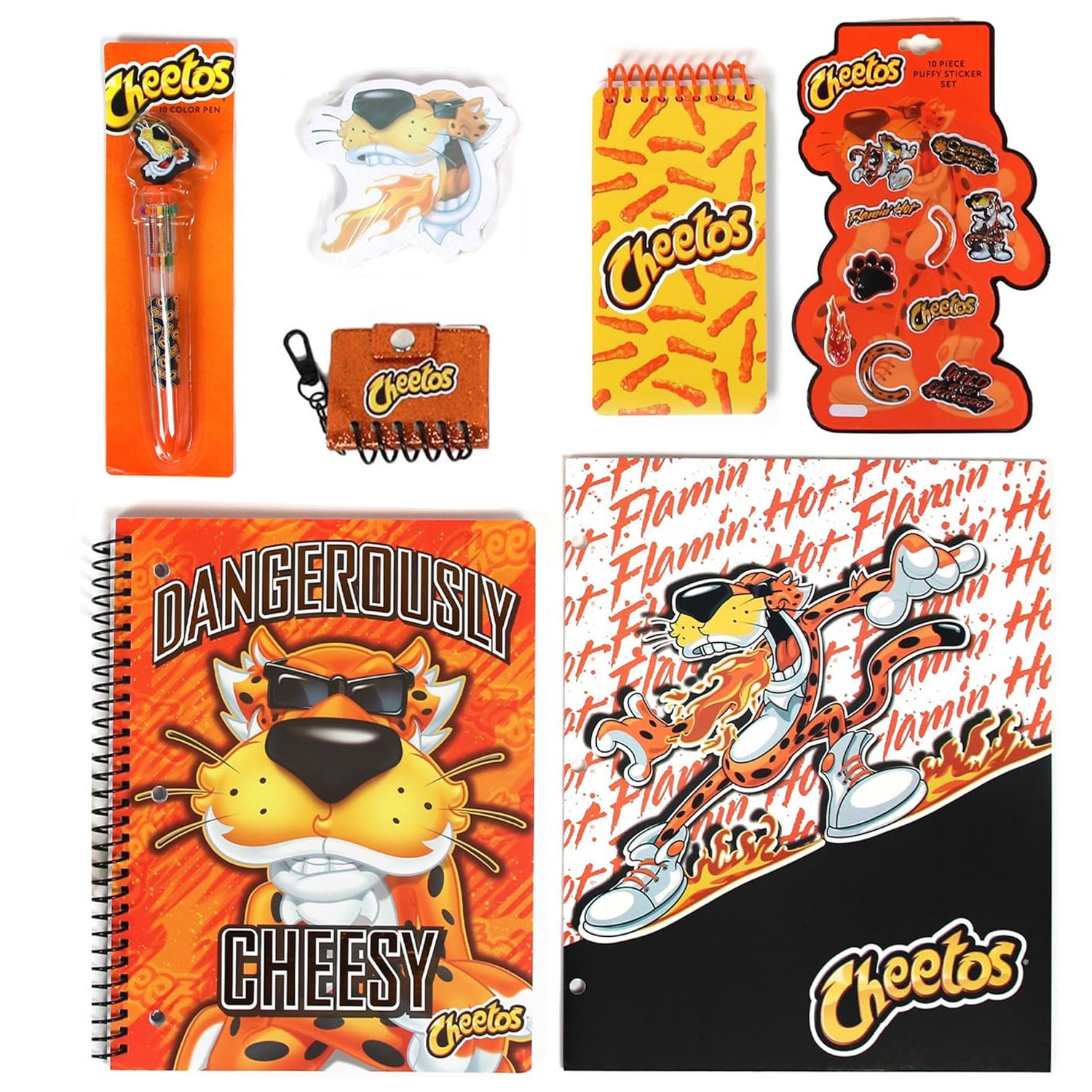 Cheetos Journaling Set, Cute Stationary Set for Girls & Boys with Decal Stickers, Spirals, Notebook, Folder, Key chain, Pen, and , Stationary Kit & DIY Diary Journal for Teens