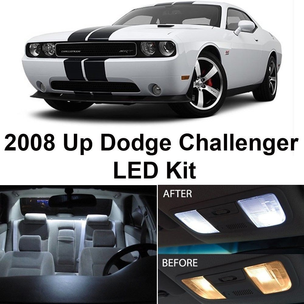  Zone Tech Dodge Challenger 2008 & Up White LED Interior Light Package (4 Pieces) 
