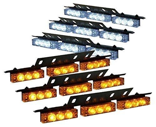 Zone Tech 54 LED Car Truck Strobe Emergency Light Bar Dash Grille White Amber
