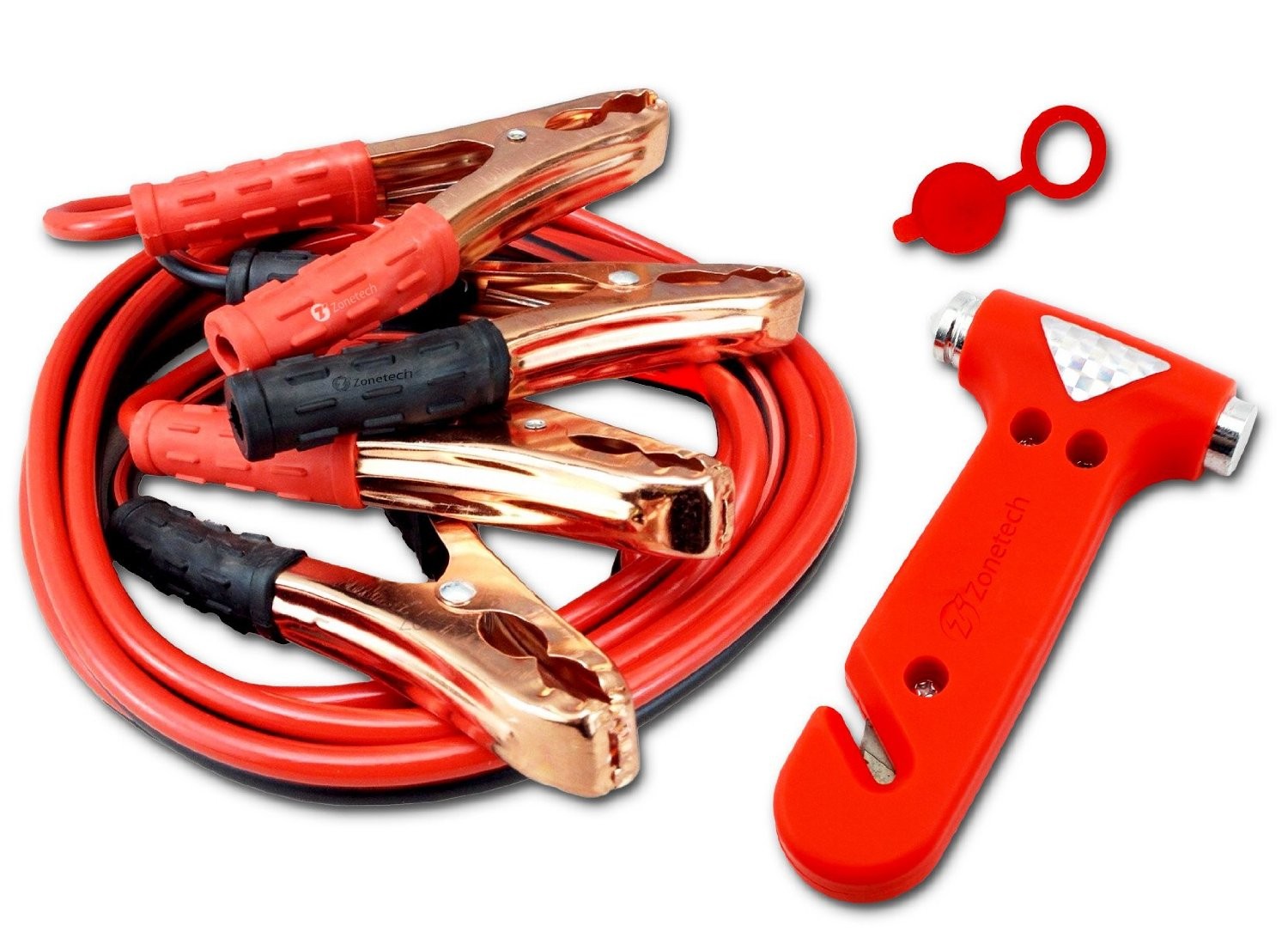 Emergency Combo 200 AMP 12 Ft Booster Cables+ Life Hammer Escape Tool