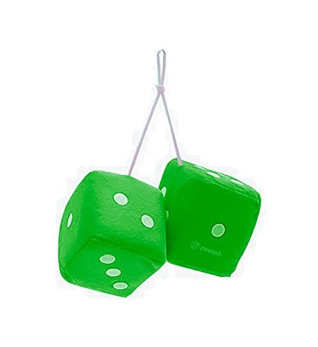 Green Hanging Fuzzy Dice- a Pair