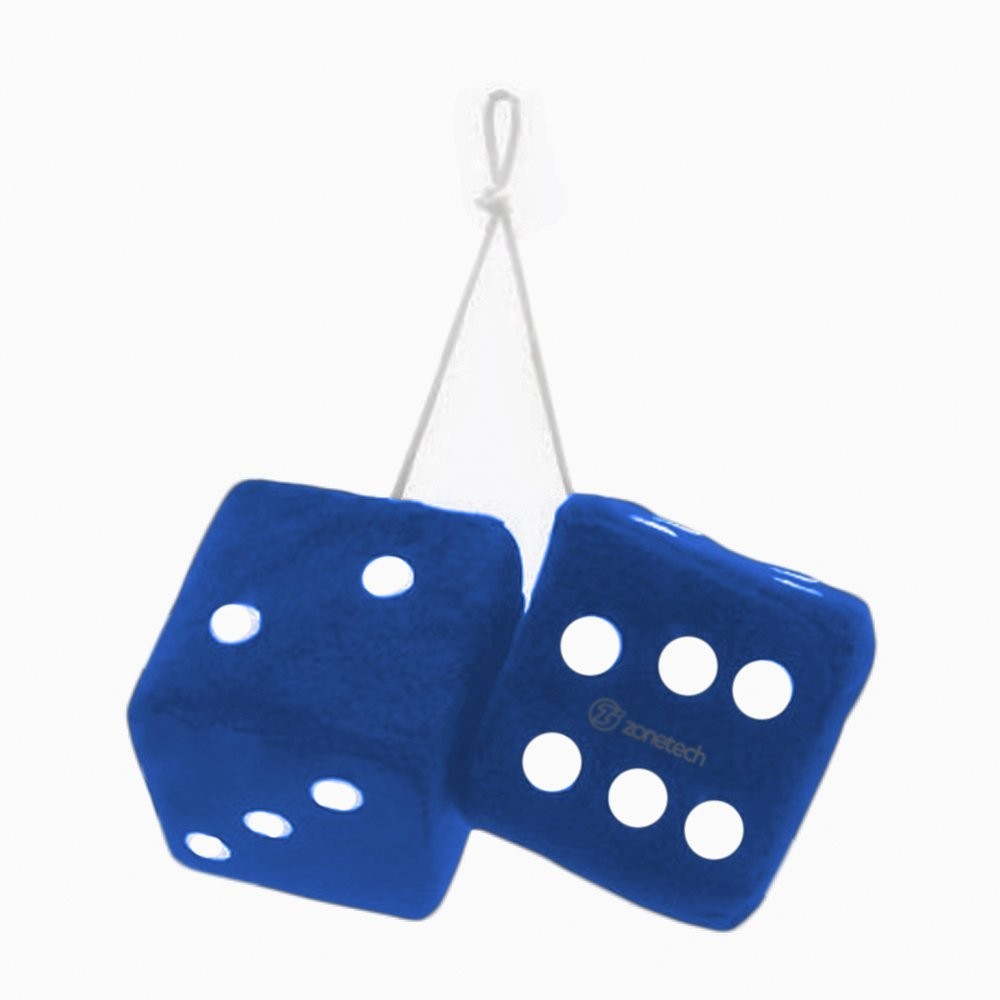 Blue Hanging Fuzzy Dice- a Pair