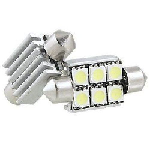 Zone Tech White 2x 36mm 6 Smd LED Interior Bulb Festoon Canbus No Error Light