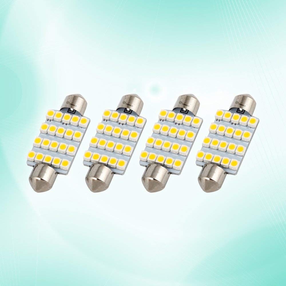 Zone Tech 4pcs White 42mm 20-SMD 12V LED Dome Light Bulbs 211-2 212-2 569 578