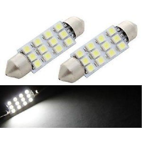 Zone Tech 2x 578 42mm 12 SMD LED Interior Dome Festoon Light Bulb Xenon White
