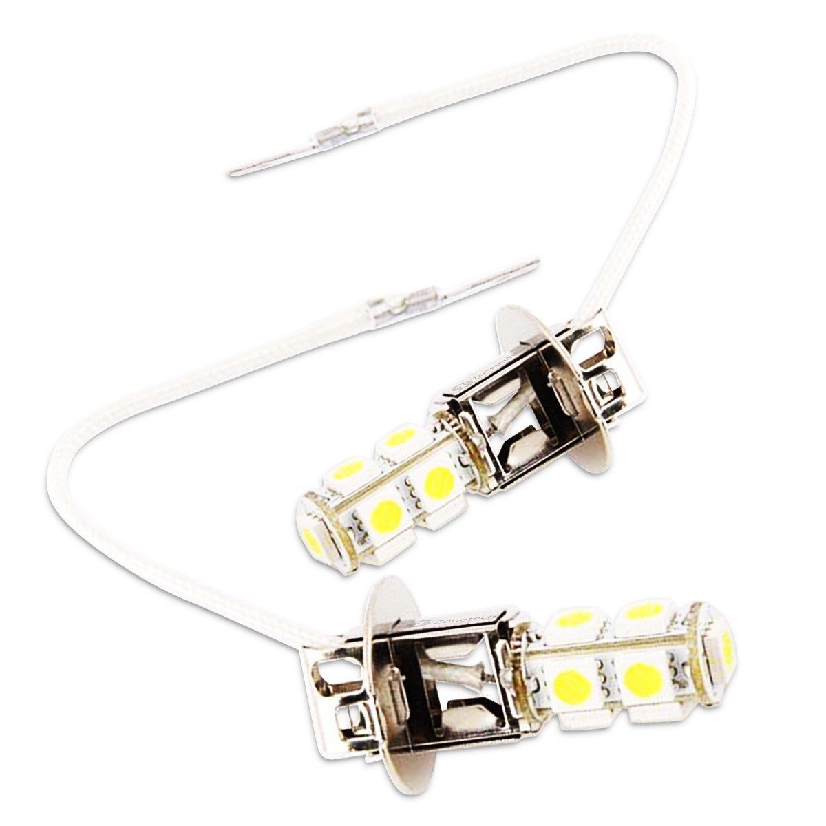 Zone Tech Pair H3 LED Bulbs 9-SMD Super White Driving Fog Lights High Beam