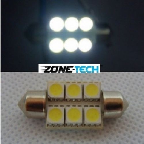 Zone Tech 42mm High Power 6 SMD LED Festoon Dome Bulb White 12V